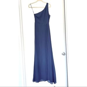 Reformation Evelyn One Shoulder Dress in Navy, Size 0